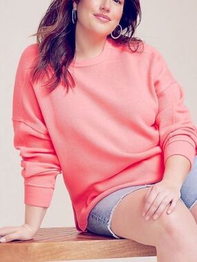 MAURICES WOMENS TEXTURED CREWNECK SWEATSHIRT PINK 1X